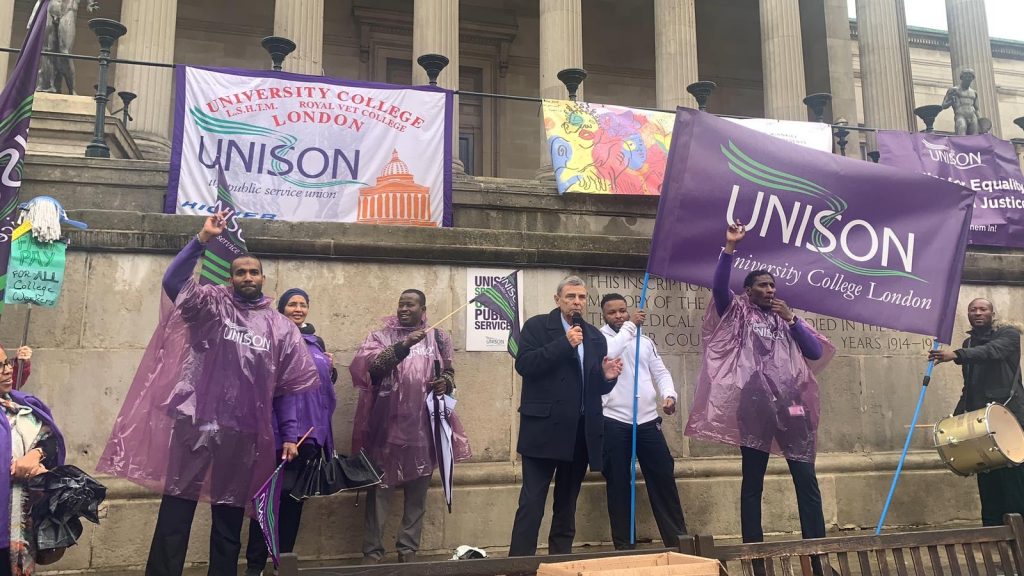 Dave Prentis speaking at the protest on 17th October